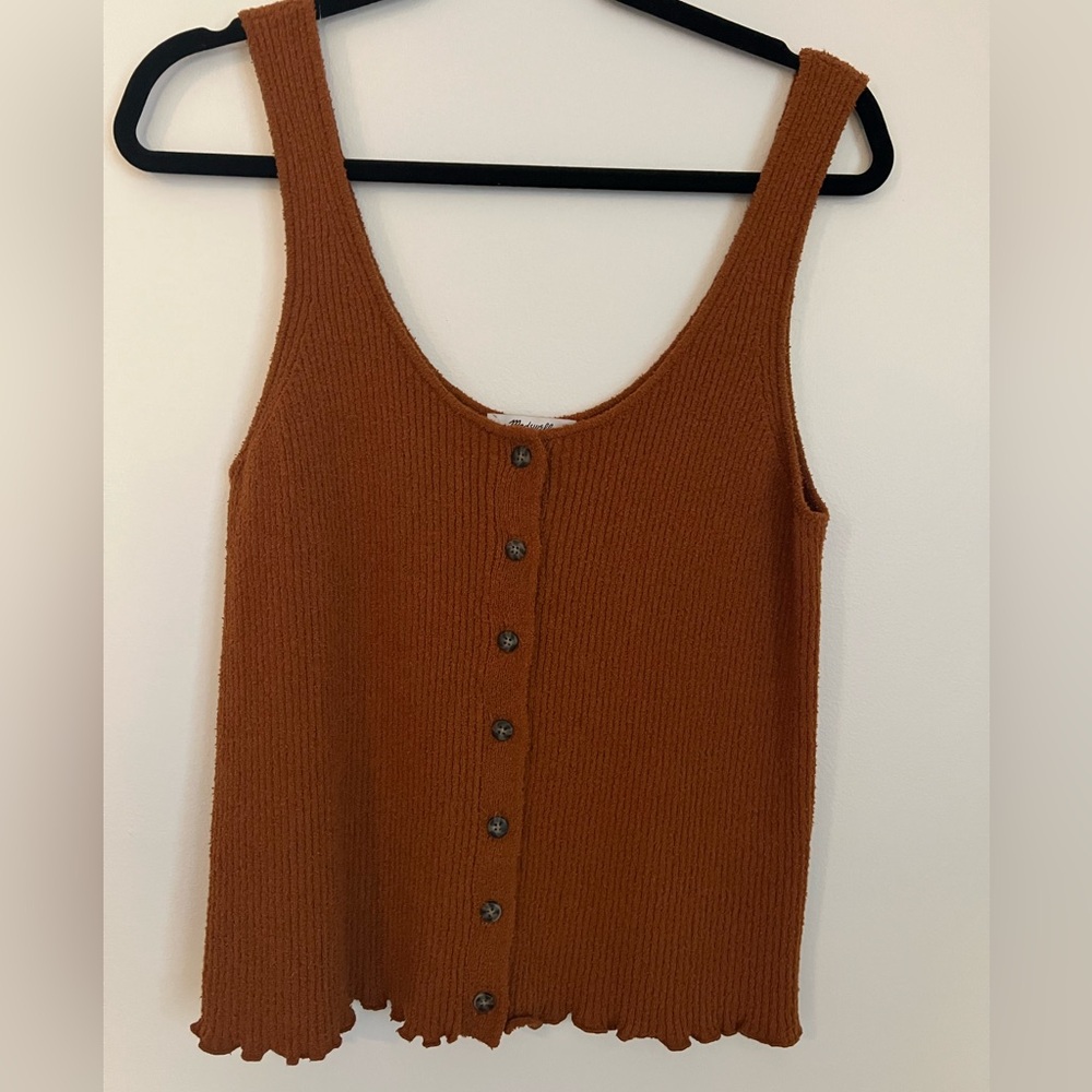 Madewell Brown Button-Down Knit Tank Top